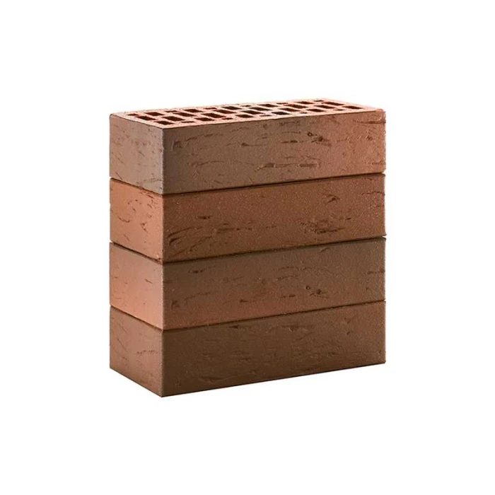 Кирпич облицовочный ЛСР красный флэшинг темный рустик, утолщенные стенки, М175, 250х120х65 мм