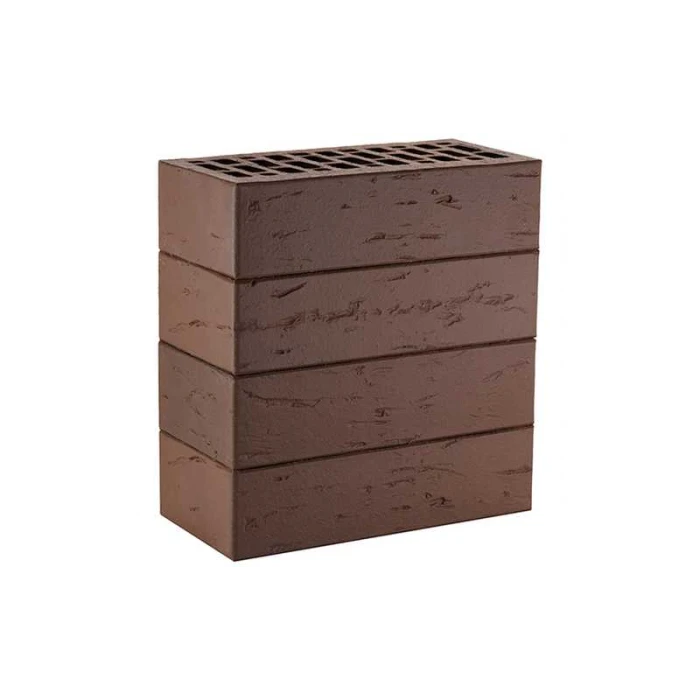 Кирпич облицовочный ЛСР темно-коричневый рустик, утолщенные стенки, М175, 250х120х65 мм