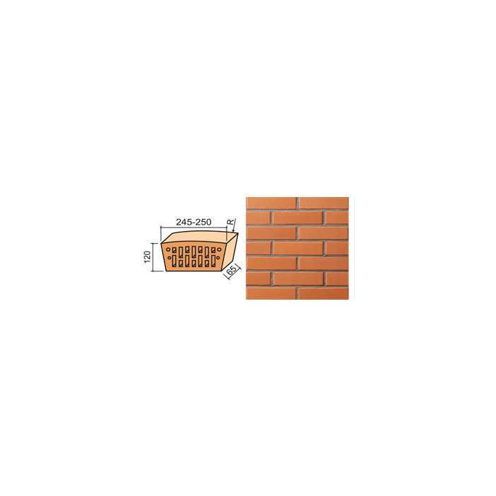 Кирпич фигурный пустотелый (лекальный R-1500) Lode Janka гладкий, 250х120х65 мм