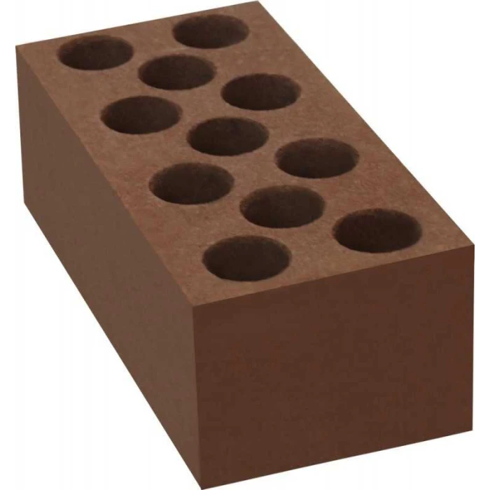 Кирпич лицевой силикатный пустотелый коричневый 1НФ 250х120х65 мм М150