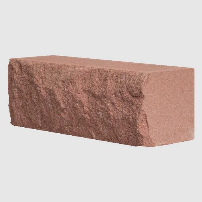 Кирпич фактурный силикатный рустированный с тычка коричневый 1НФ 230х120х65 мм М200