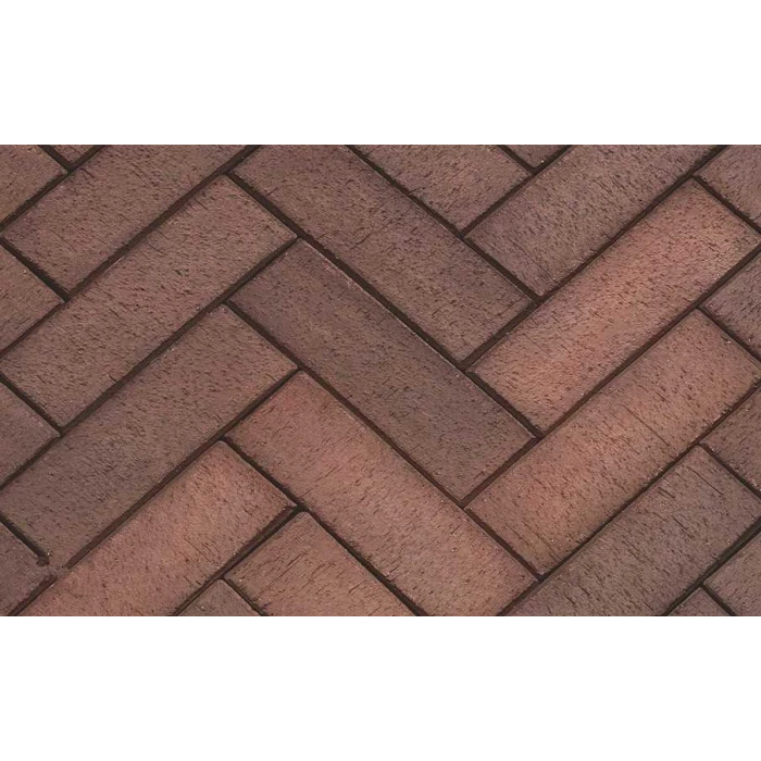 Клинкерная брусчатка ЛСР Глазго темно-красный флэшинг лонг, 250*80*50 мм