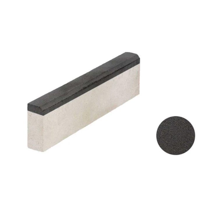 Тротуарный бордюр ВЫБОР БР 100.20.8 неполный прокрас, гладкий черный 1000*200*80 мм