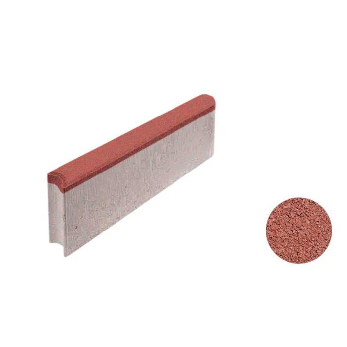 Тротуарный бордюр с шарнирным стыком ВЫБОР БРШ 50.20.8 неполный прокрас, Гранит красный 500*200*80 мм