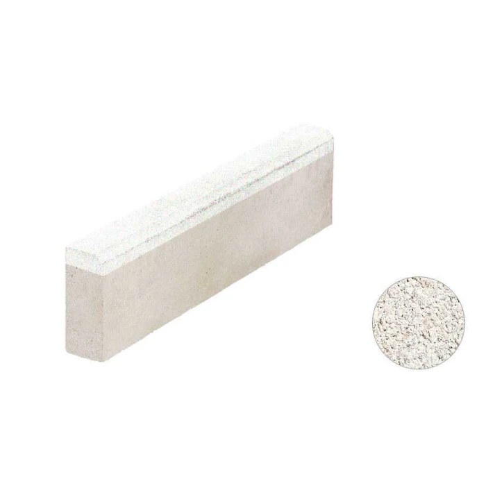 Тротуарный бордюр ВЫБОР БР 100.20.8 неполный прокрас, Гранит белый, 1000*200*80 мм