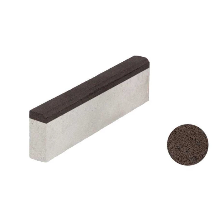 Тротуарный бордюр ВЫБОР БР 100.20.8 неполный прокрас, Гранит коричневый, 1000*200*80 мм