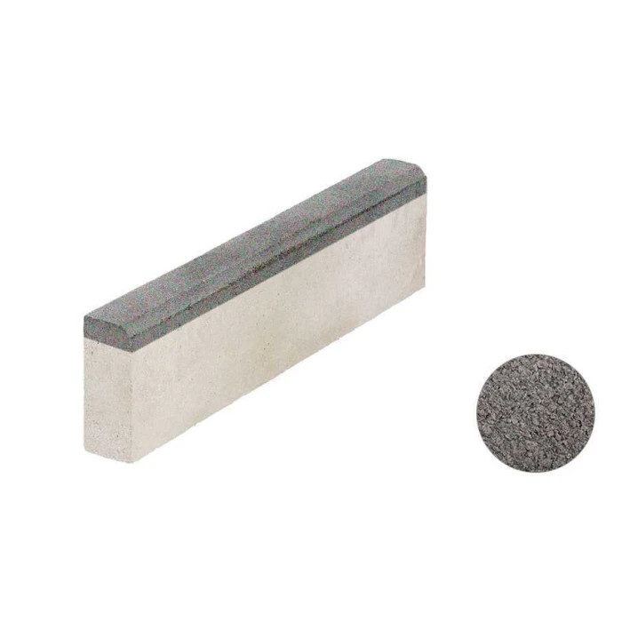 Тротуарный бордюр ВЫБОР БР 100.20.8 неполный прокрас, Гранит серый, 1000*200*80 мм