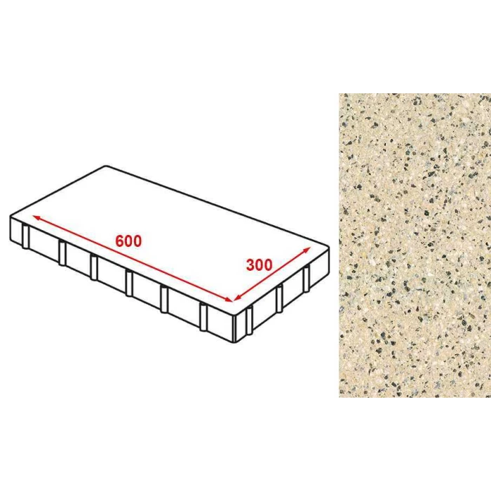 Плита тротуарная без фаски Готика Granite FERRO, Жельтау 600*300*60 мм