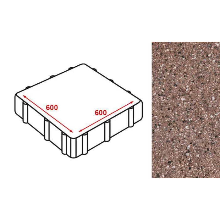 Плита тротуарная Готика Granite FERRO, Емельяновский 600*600*80 мм