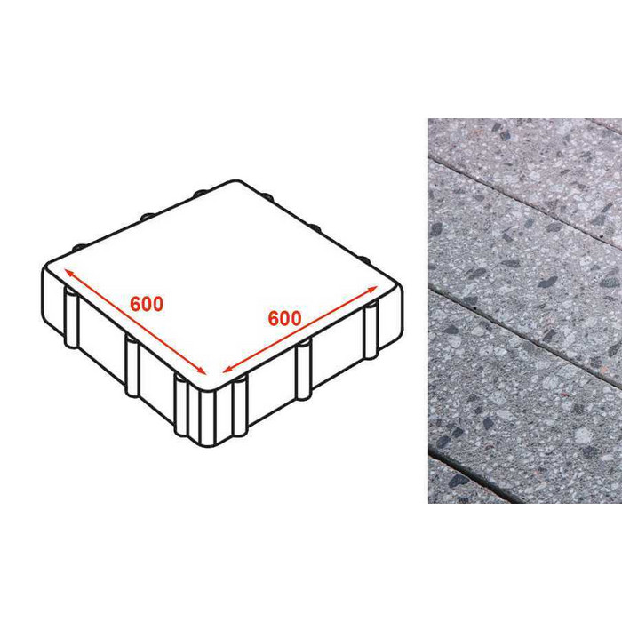 Плита тротуарная Готика Granite FINERRO, Галенит 600*600*80 мм