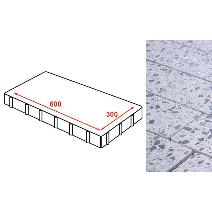 Плита тротуарная Готика Granite FINERRO, Грис Парга 600*300*80 мм