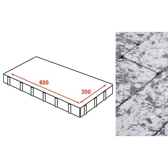 Плита тротуарная Готика Granite FINERRO, Диорит 600*200*80 мм