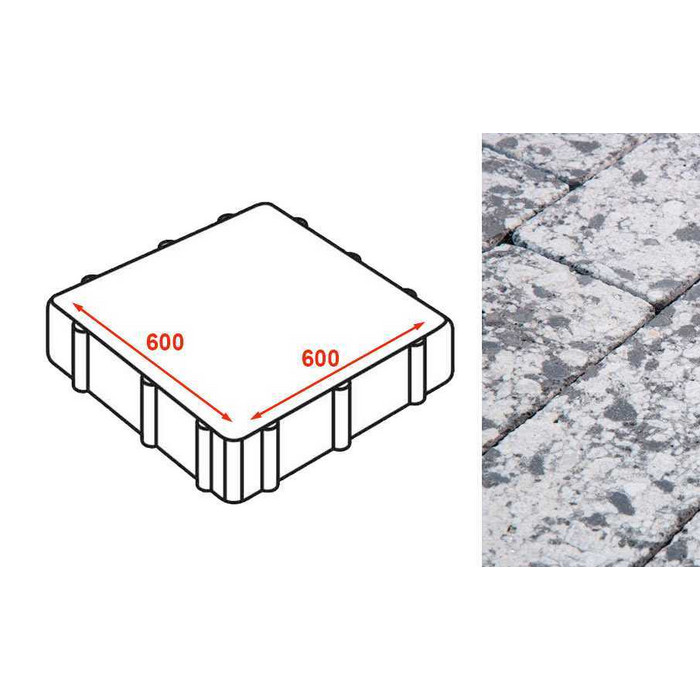 Плита тротуарная Готика Granite FINERRO, Диорит 600*600*80 мм