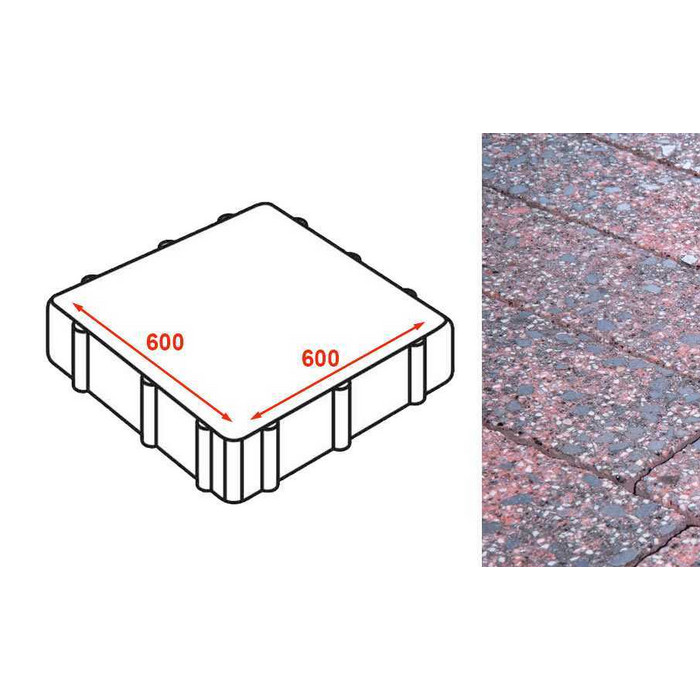 Плита тротуарная Готика Granite FINERRO, Дымовский 600*600*80 мм