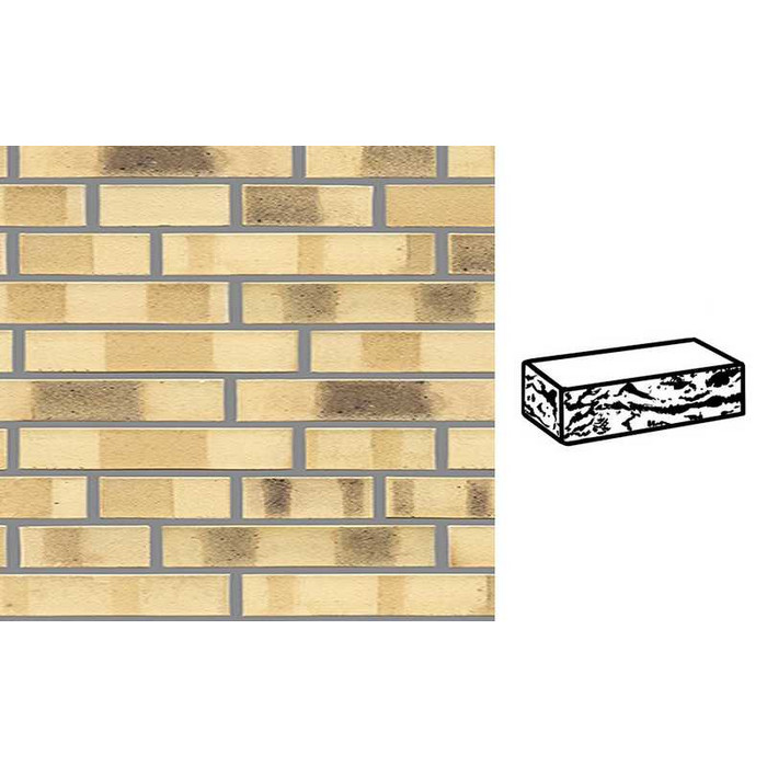 Кирпич клинкерный Muhr 35 KS Creme nuanciert Kohle Spezial готик, 290х90х52 мм