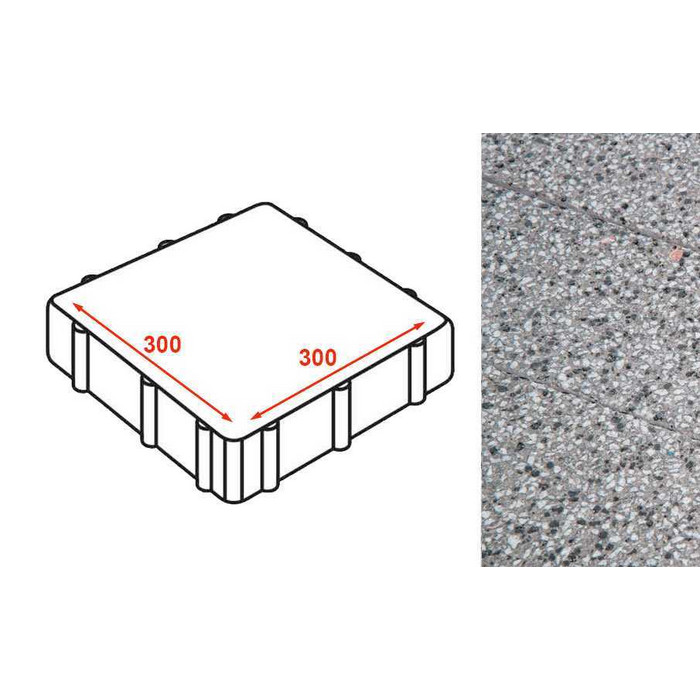 Плита тротуарная Готика Granite FINERRO, Квадрат, Белла Уайт 300*300*80 мм