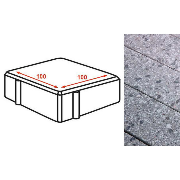 Плита тротуарная Готика Granite FINERRO, квадрат, Галенит 100*100*80 мм