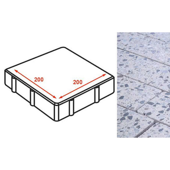 Плита тротуарная Готика Granite FINERRO, квадрат, Грис Парга 200*200*80 мм