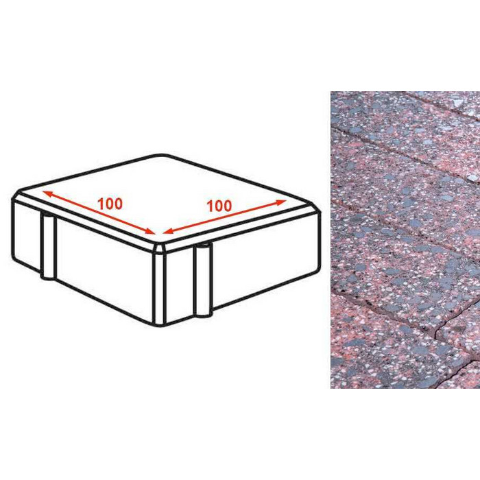 Плита тротуарная Готика Granite FINERRO, квадрат, Дымовский 100*100*80 мм
