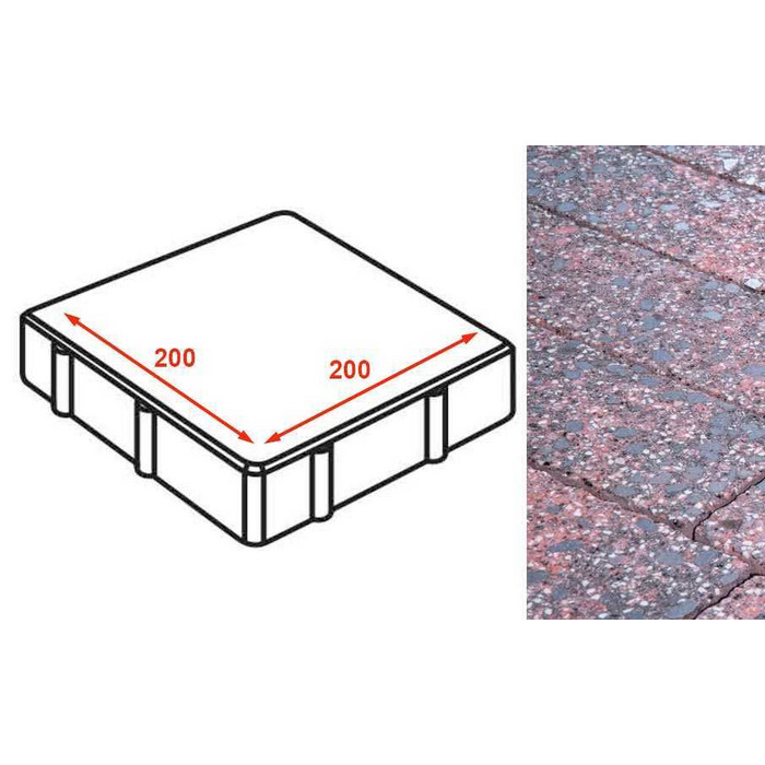 Плита тротуарная Готика Granite FINERRO, квадрат, Дымовский 200*200*80 мм