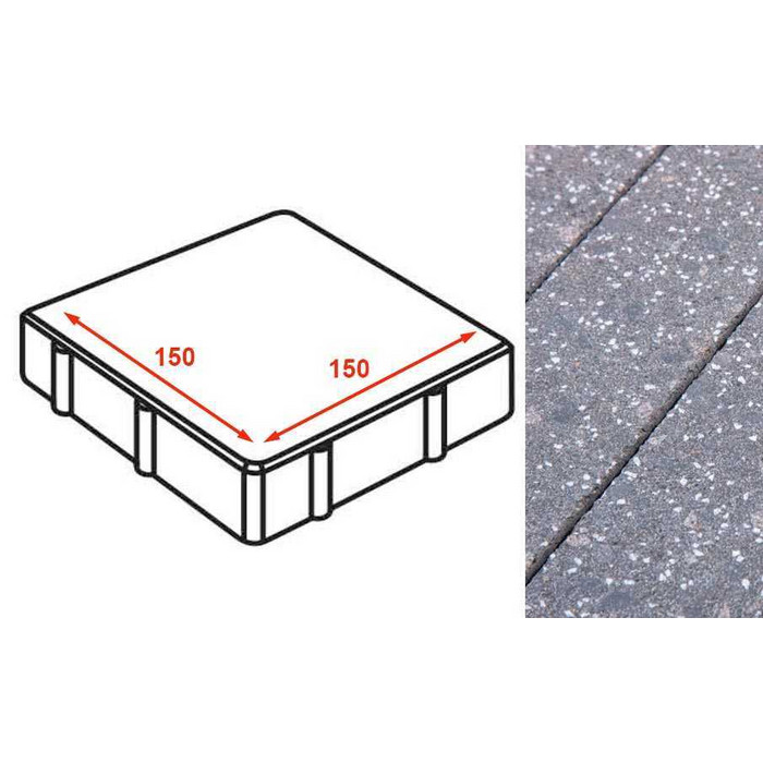 Плита тротуарная Готика Granite FINERRO, квадрат, Ильменит 150*150*80 мм