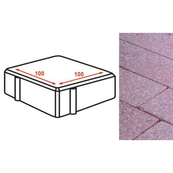 Плита тротуарная Готика Granite FINERRO, квадрат, Ладожский 100*100*80 мм