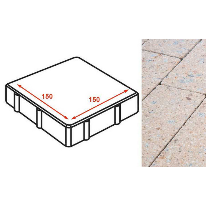 Плита тротуарная Готика Granite FINERRO, квадрат, Павловское 150*150*80 мм