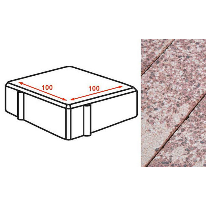 Плита тротуарная Готика Granite FINERRO, квадрат, Сансет 100*100*80 мм