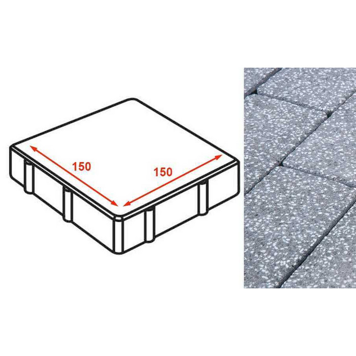 Плита тротуарная Готика Granite FINERRO, квадрат, Суховязский 150*150*80 мм