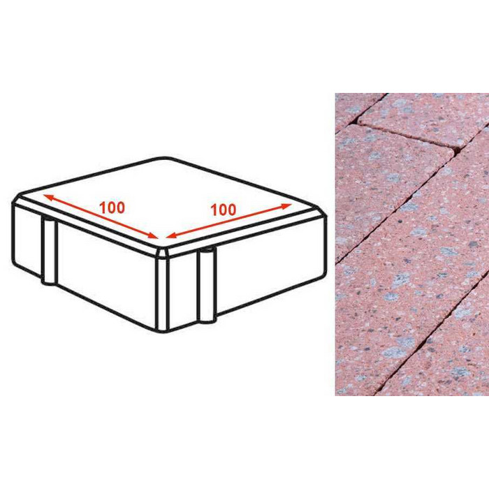 Плита тротуарная Готика Granite FINERRO, квадрат, Травертин 100*100*80 мм