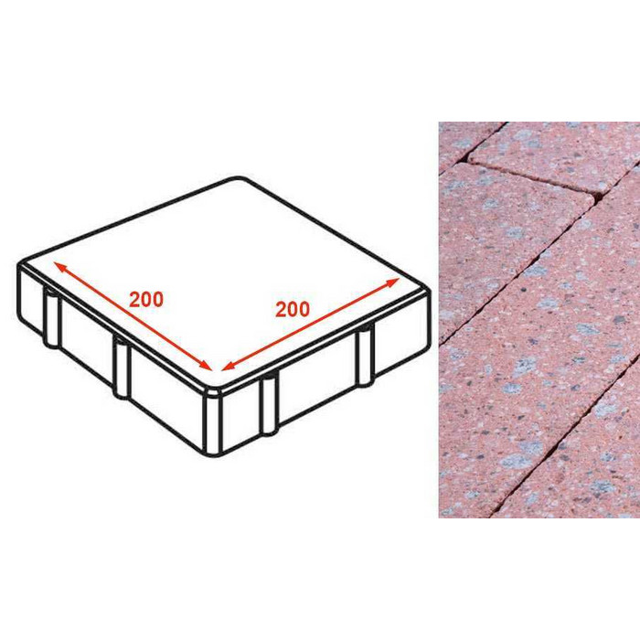 Плита тротуарная Готика Granite FINERRO, квадрат, Травертин 200*200*80 мм