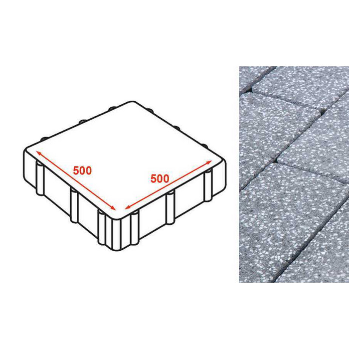 Плита тротуарная Готика Granite FINERRO, Суховязский 500*500*80 мм