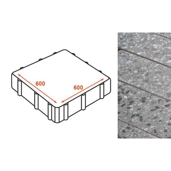 Плита тротуарная Готика Granite FINO, Галенит 600*600*80 мм