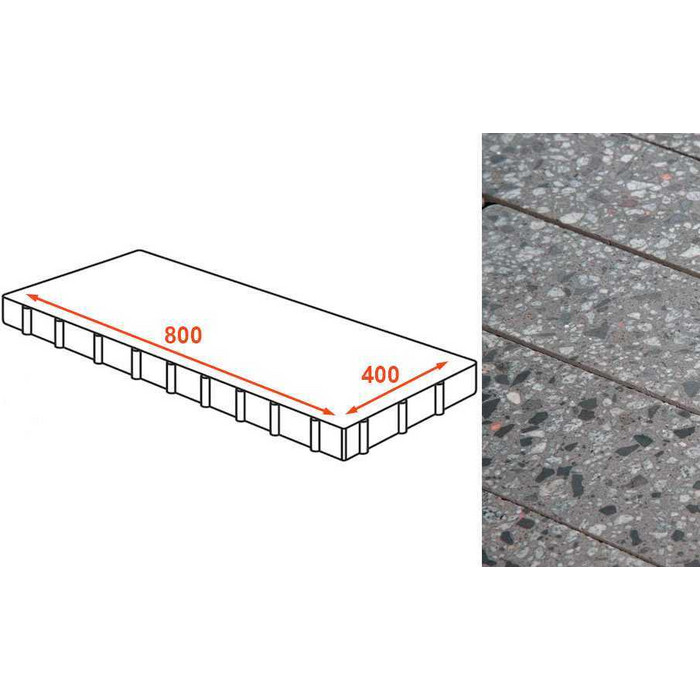 Плита тротуарная Готика Granite FINO, Галенит 800*400*80 мм