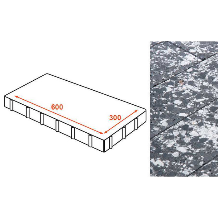 Плита тротуарная Готика Granite FINO, Диорит 600*300*80 мм