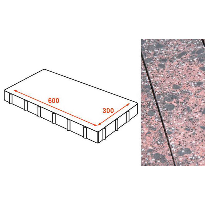 Плита тротуарная Готика Granite FINO, Дымовский 600*300*80 мм