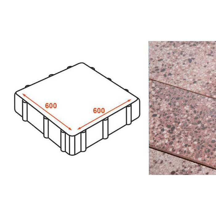 Плита тротуарная Готика Granite FINO, Сансет 600*600*80 мм