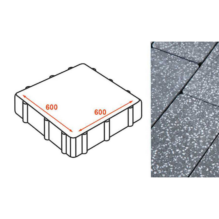 Плита тротуарная Готика Granite FINO, Суховязский 600*600*80 мм