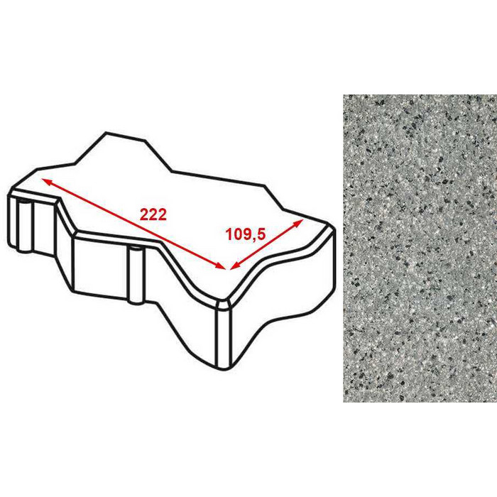 Плитка тротуарная Готика Granite FERRO, зигзаг/волна, Белла Уайт 222*109,5*60 мм