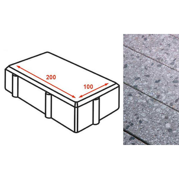 Плитка тротуарная Готика Granite FINERRO, брусчатка, Галенит 200*100*80 мм
