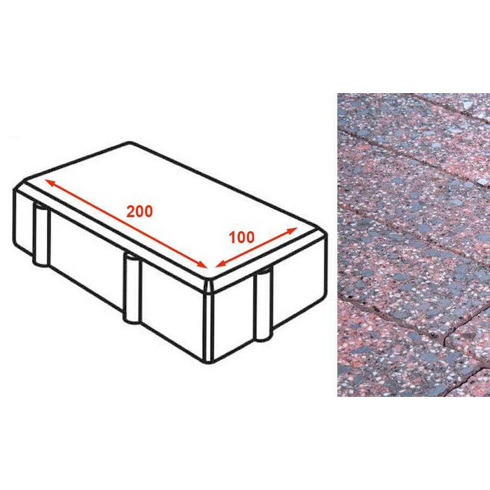 Плитка тротуарная Готика Granite FINERRO, брусчатка, Дымовский 200*100*80 мм