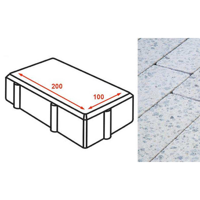 Плитка тротуарная Готика Granite FINERRO, брусчатка, Мансуровский 200*100*80 мм