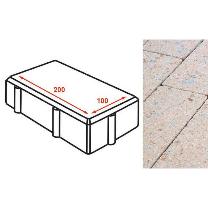 Плитка тротуарная Готика Granite FINERRO, брусчатка, Павловское 200*100*80 мм