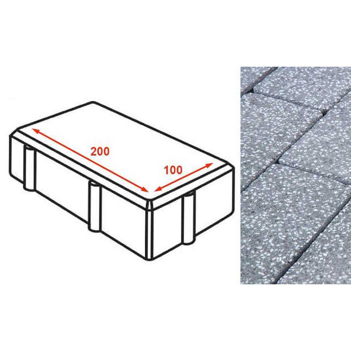 Плитка тротуарная Готика Granite FINERRO, брусчатка, Суховязский 200*100*80 мм