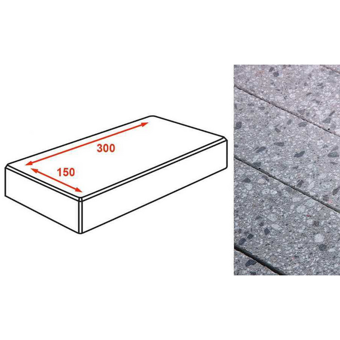 Плитка тротуарная Готика Granite FINERRO, картано, Галенит 300*150*80 мм