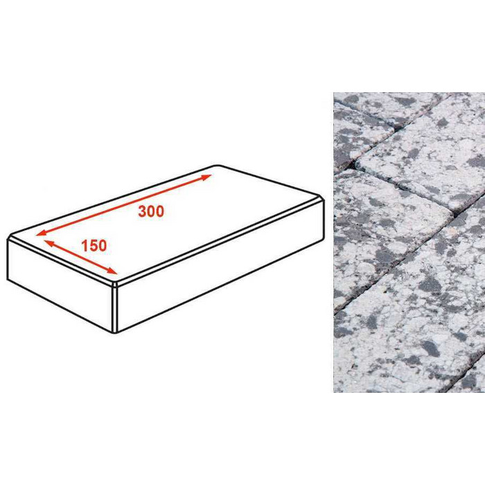 Плитка тротуарная Готика Granite FINERRO, картано, Диорит 300*150*80 мм