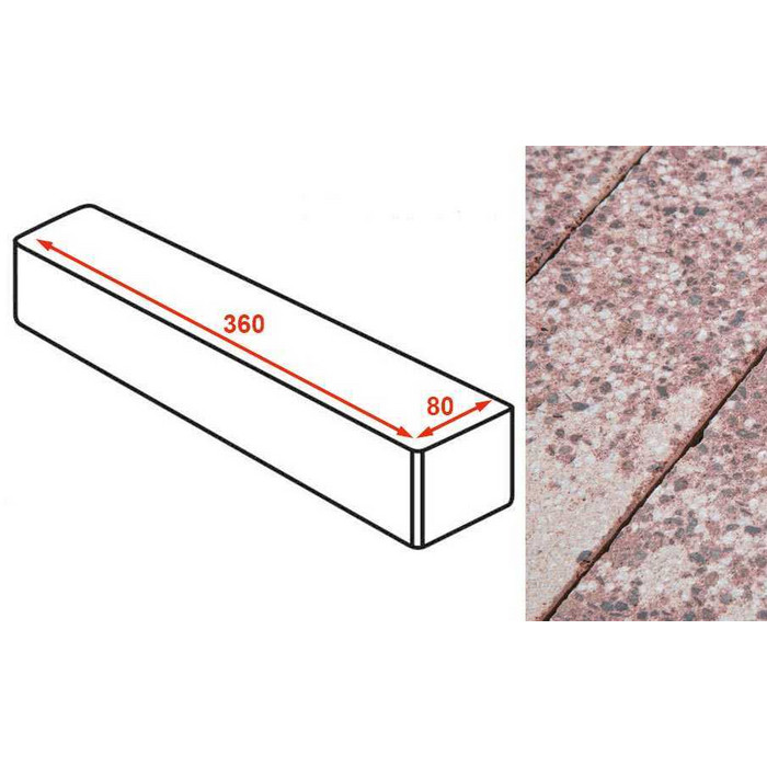 Плитка тротуарная Готика Granite FINERRO, ригель, Сансет 360*80*80 мм