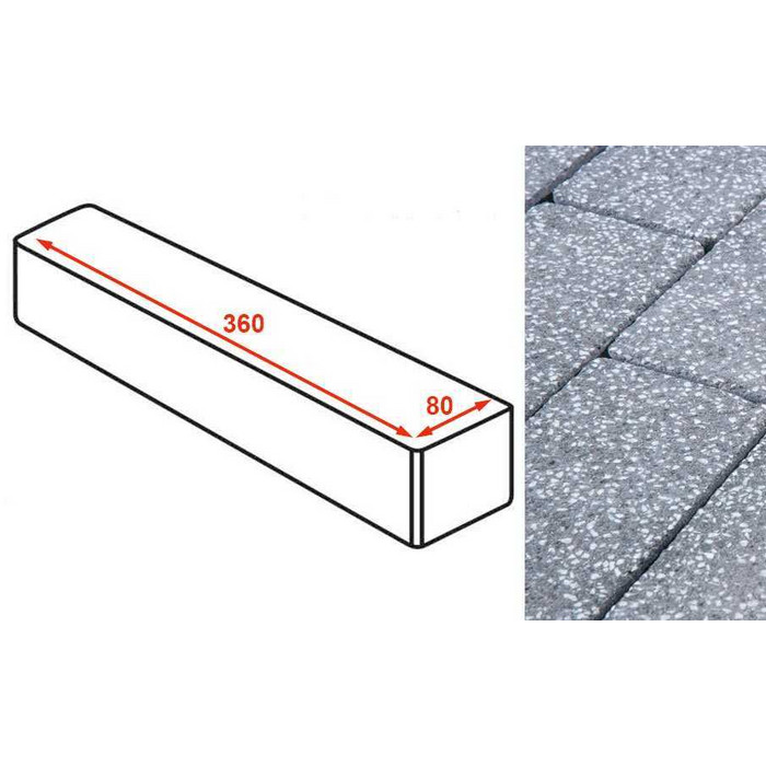 Плитка тротуарная Готика Granite FINERRO, ригель, Суховязский 360*80*80 мм