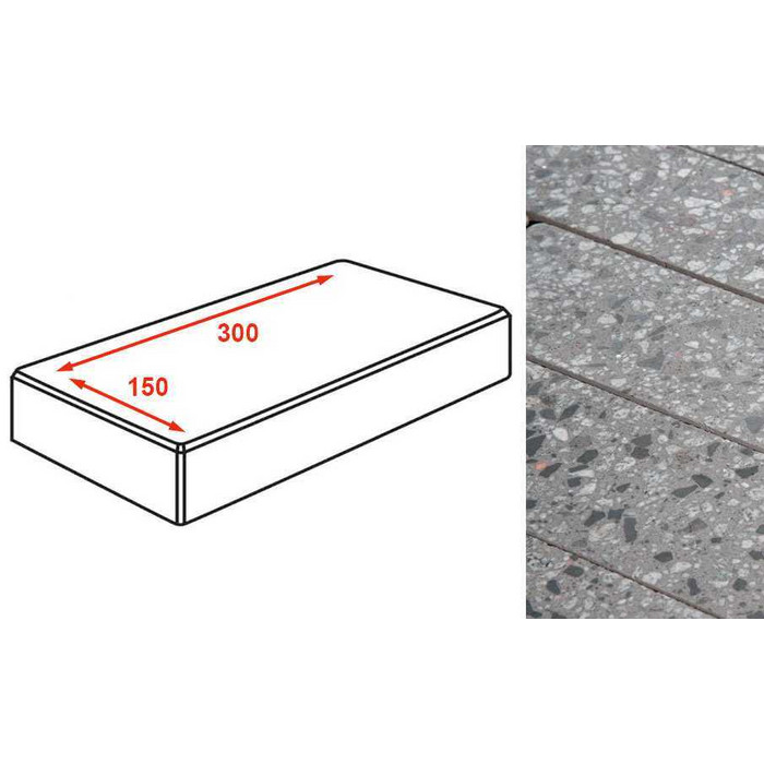 Плитка тротуарная Готика Granite FINO, картано, Галенит 300*150*80 мм