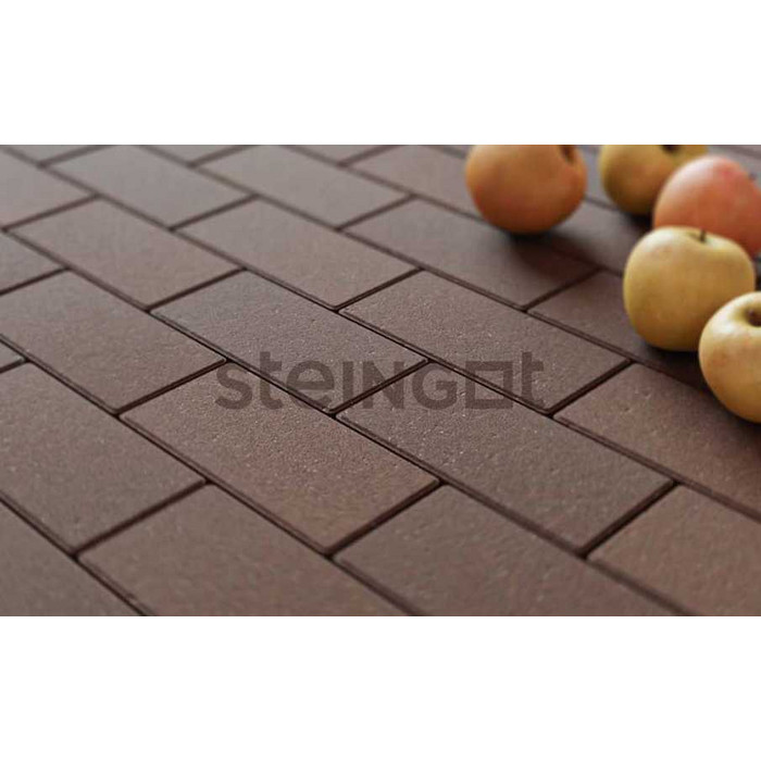 Плитка тротуарная Steingot Моно, Прямоугольник, фаска 1,5*1,5, темно-коричневый, 200*100*60 мм